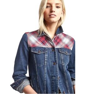 Gap + Pendleton 1969 Icon Plaid Flannel Accent Denim Jean Jacket NWT
